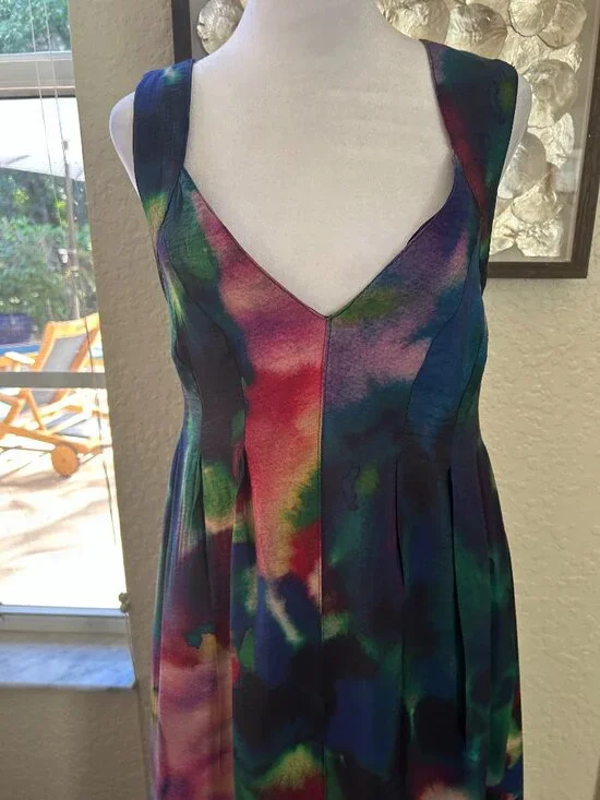 Anthropologie A-Line Watercolor Maxi Dress - Picture 6 of 10